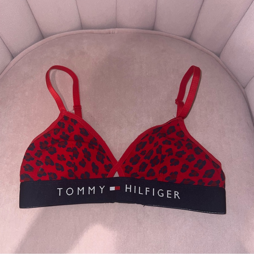Tommy Hilfiger Red Cheetah Print Bralette Size S